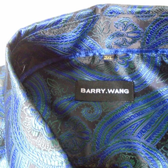 Elegant Blue Paisley Button-Down Shirt - Picture 6 of 9